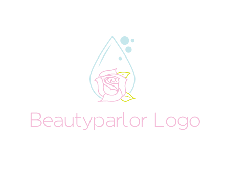 droplet behind a rose with bubbles for a spa or beauty salon logo