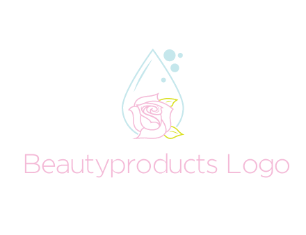 droplet behind a rose with bubbles for a spa or beauty salon logo