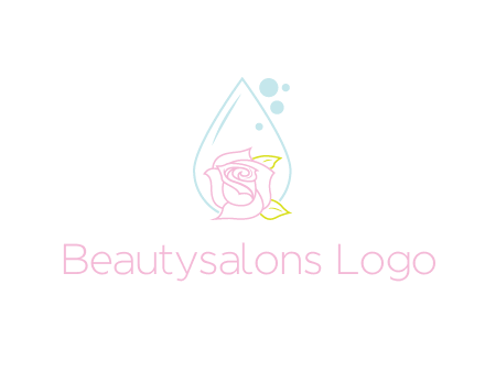 droplet behind a rose with bubbles for a spa or beauty salon logo