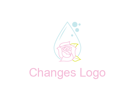 droplet behind a rose with bubbles for a spa or beauty salon logo