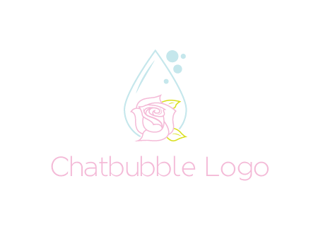 droplet behind a rose with bubbles for a spa or beauty salon logo