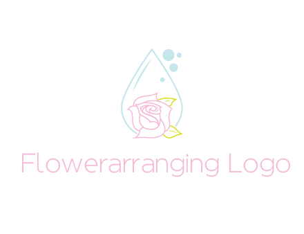 droplet behind a rose with bubbles for a spa or beauty salon logo