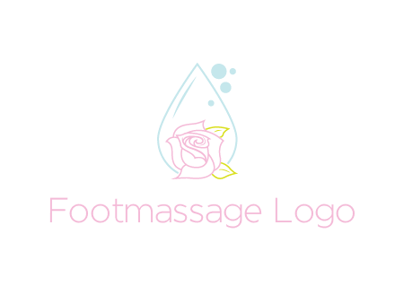 droplet behind a rose with bubbles for a spa or beauty salon logo