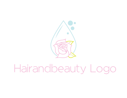 droplet behind a rose with bubbles for a spa or beauty salon logo