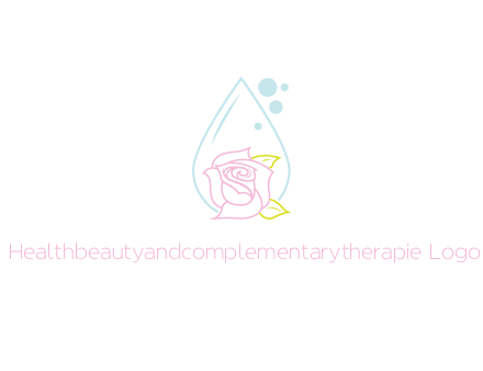 droplet behind a rose with bubbles for a spa or beauty salon logo