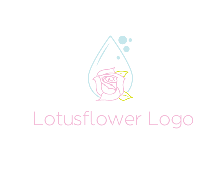 droplet behind a rose with bubbles for a spa or beauty salon logo