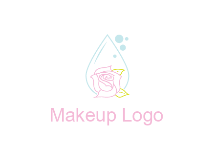 droplet behind a rose with bubbles for a spa or beauty salon logo