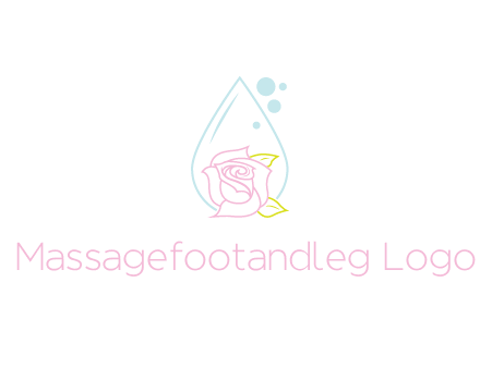 droplet behind a rose with bubbles for a spa or beauty salon logo