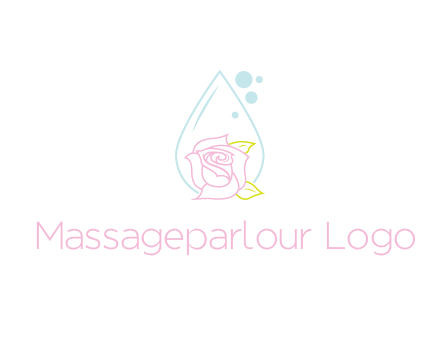 droplet behind a rose with bubbles for a spa or beauty salon logo