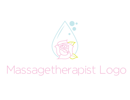 droplet behind a rose with bubbles for a spa or beauty salon logo
