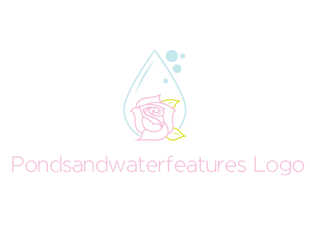 droplet behind a rose with bubbles for a spa or beauty salon logo
