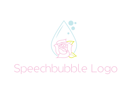 droplet behind a rose with bubbles for a spa or beauty salon logo