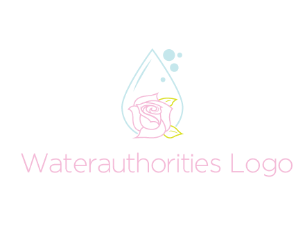 droplet behind a rose with bubbles for a spa or beauty salon logo