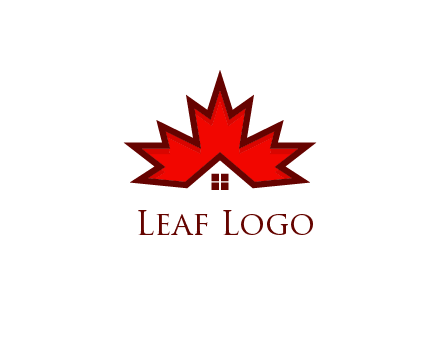 Canadian real estate logo with a house inside a maple leaf