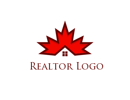 Canadian real estate logo with a house inside a maple leaf