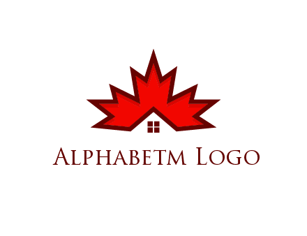 Canadian real estate logo with a house inside a maple leaf