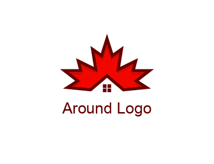 Canadian real estate logo with a house inside a maple leaf