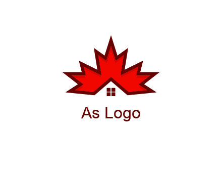 Canadian real estate logo with a house inside a maple leaf
