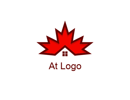 Canadian real estate logo with a house inside a maple leaf