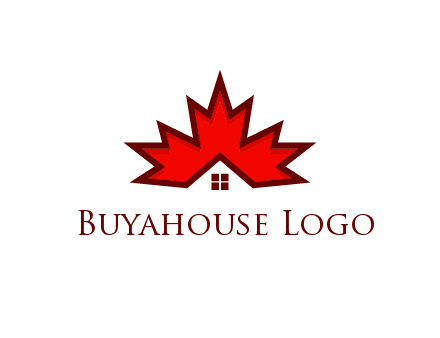 Canadian real estate logo with a house inside a maple leaf
