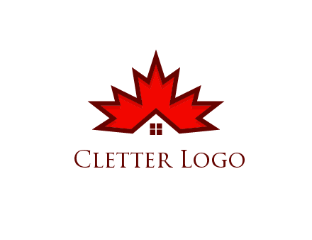 Canadian real estate logo with a house inside a maple leaf