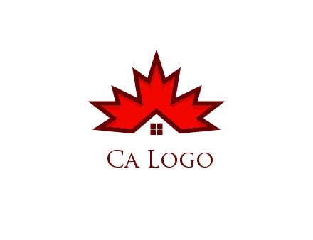 Canadian real estate logo with a house inside a maple leaf
