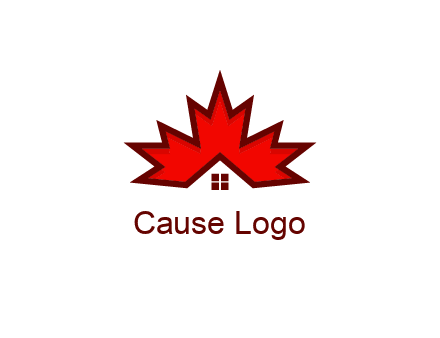 Canadian real estate logo with a house inside a maple leaf