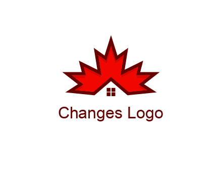 Canadian real estate logo with a house inside a maple leaf