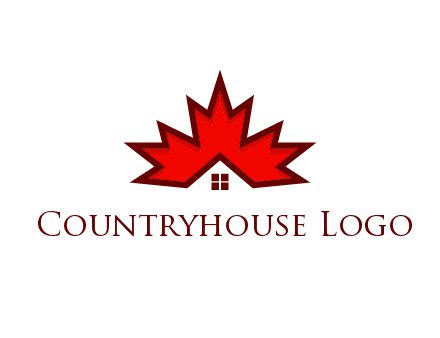 Canadian real estate logo with a house inside a maple leaf