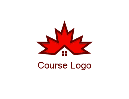Canadian real estate logo with a house inside a maple leaf