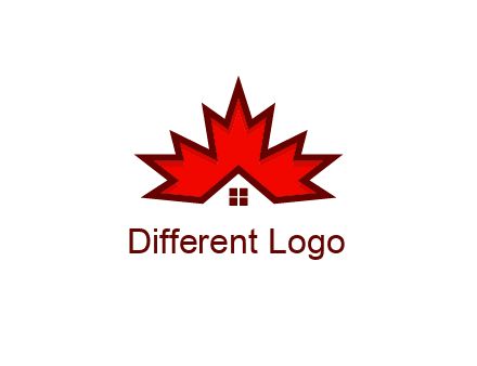 Canadian real estate logo with a house inside a maple leaf