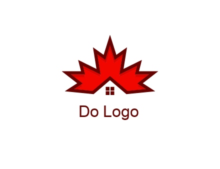 Canadian real estate logo with a house inside a maple leaf