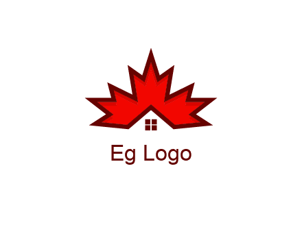 Canadian real estate logo with a house inside a maple leaf