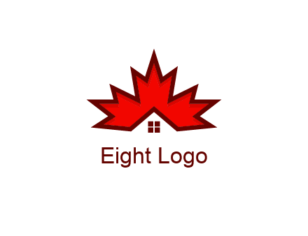 Canadian real estate logo with a house inside a maple leaf
