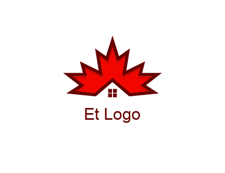Canadian real estate logo with a house inside a maple leaf