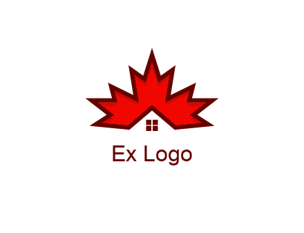 Canadian real estate logo with a house inside a maple leaf
