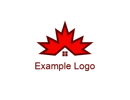 Canadian real estate logo with a house inside a maple leaf