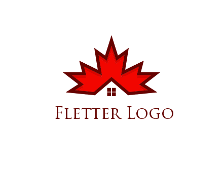 Canadian real estate logo with a house inside a maple leaf