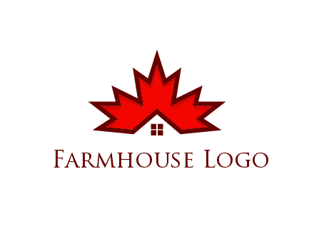Canadian real estate logo with a house inside a maple leaf