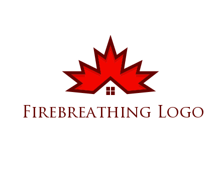 Canadian real estate logo with a house inside a maple leaf