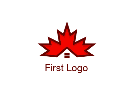 Canadian real estate logo with a house inside a maple leaf