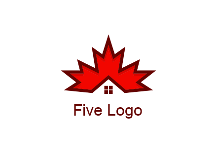 Canadian real estate logo with a house inside a maple leaf