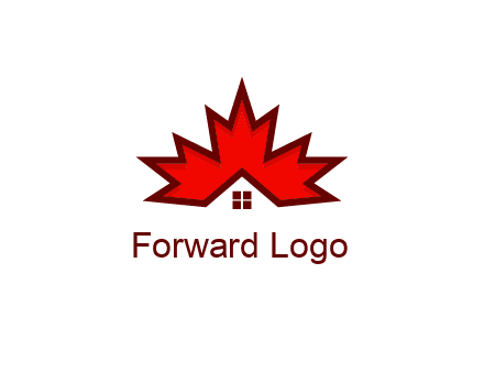 Canadian real estate logo with a house inside a maple leaf