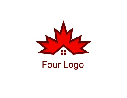 Canadian real estate logo with a house inside a maple leaf