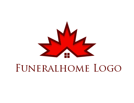 Canadian real estate logo with a house inside a maple leaf