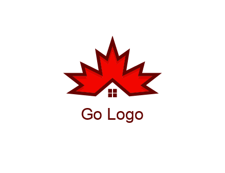 Canadian real estate logo with a house inside a maple leaf