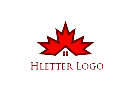 Canadian real estate logo with a house inside a maple leaf