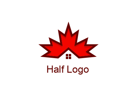 Canadian real estate logo with a house inside a maple leaf