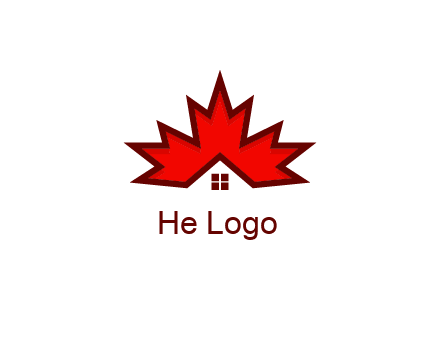 Canadian real estate logo with a house inside a maple leaf