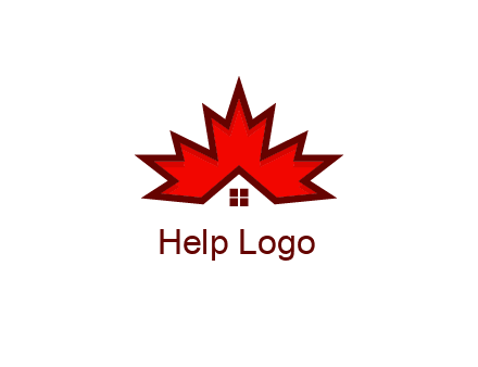 Canadian real estate logo with a house inside a maple leaf